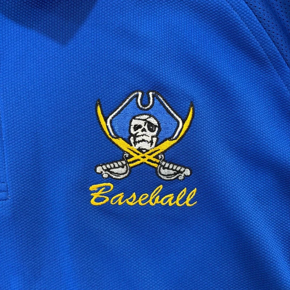 ADIDAS Mens Large‎ Blue Short Sleeve Polo Pirates Baseball Embroidered Athletic
